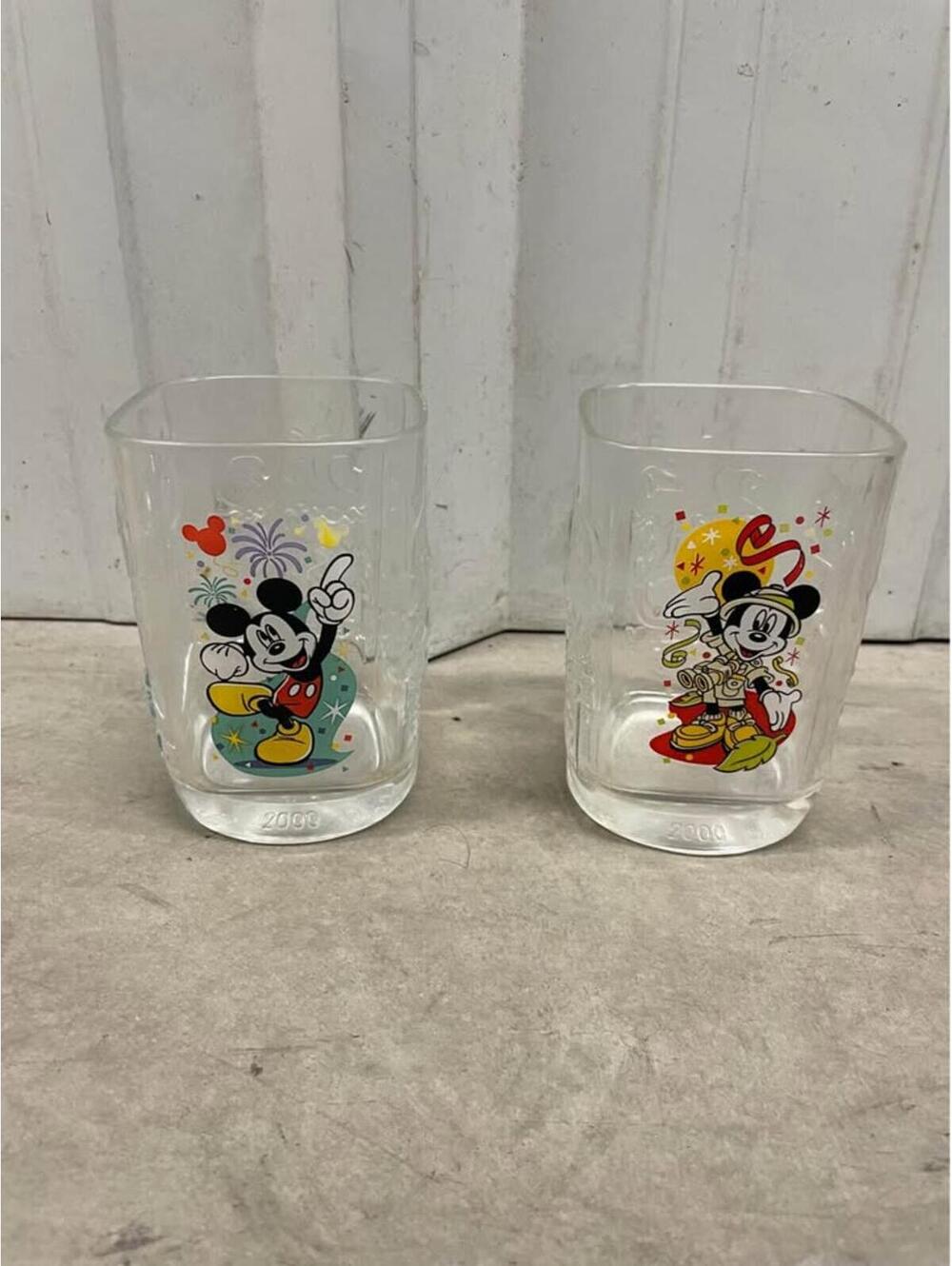 2 Vintage Walt Disney World Mickey Mouse Millennium 2000 Glasses From McDonald’s